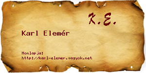 Karl Elemér névjegykártya